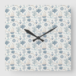 Küstenleben Ozeane Blau Quadratische Wanduhr