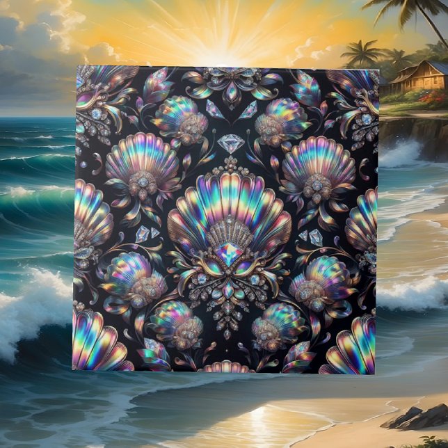 Küstenleben | Schwarze Meeresmuschel Opal Diamant Fliese (Von Creator hochgeladen)