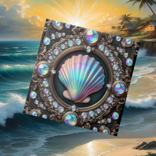 Küstenleben   Schwarze Meeresmuschel Opal Diamant Fliese