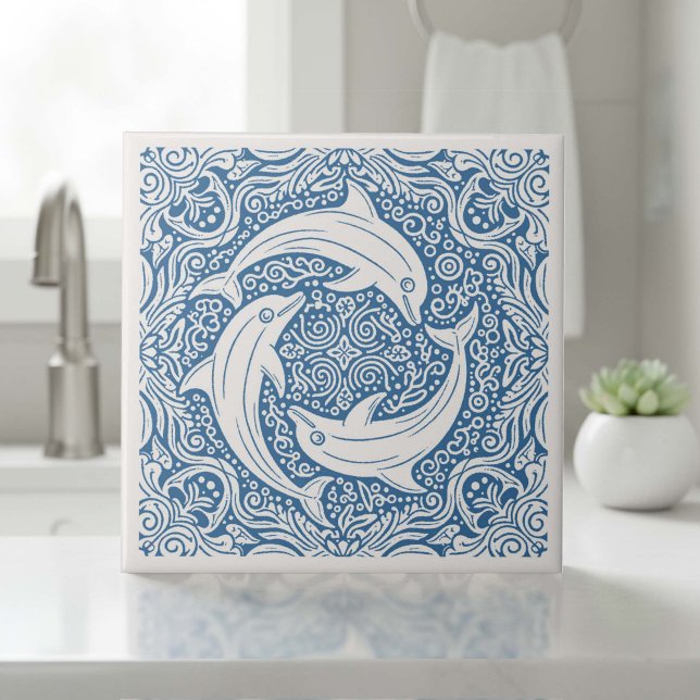 Küstenleben Serie Drei Delfine Blau ID1208 Fliese (Von Creator hochgeladen)
