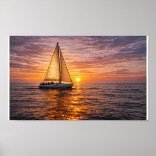 Küstenleinwand-Wandkunst-Set Sonnenuntergang-Ozean Poster