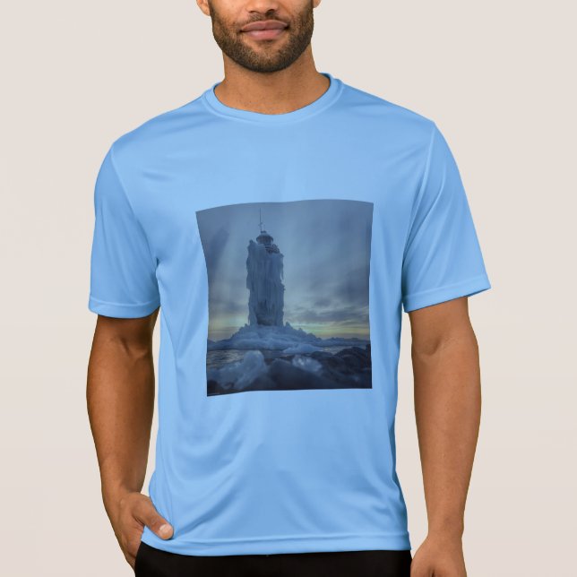 Küstenleuchtturm bedeckt mit Eis T-Shirt (Vorderseite)
