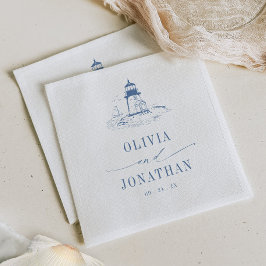 Küstenleuchtturm Blaue Toile Hochzeit Serviette