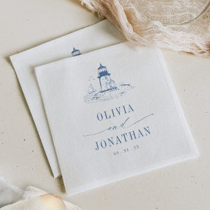 Küstenleuchtturm Blaue Toile Hochzeit Serviette