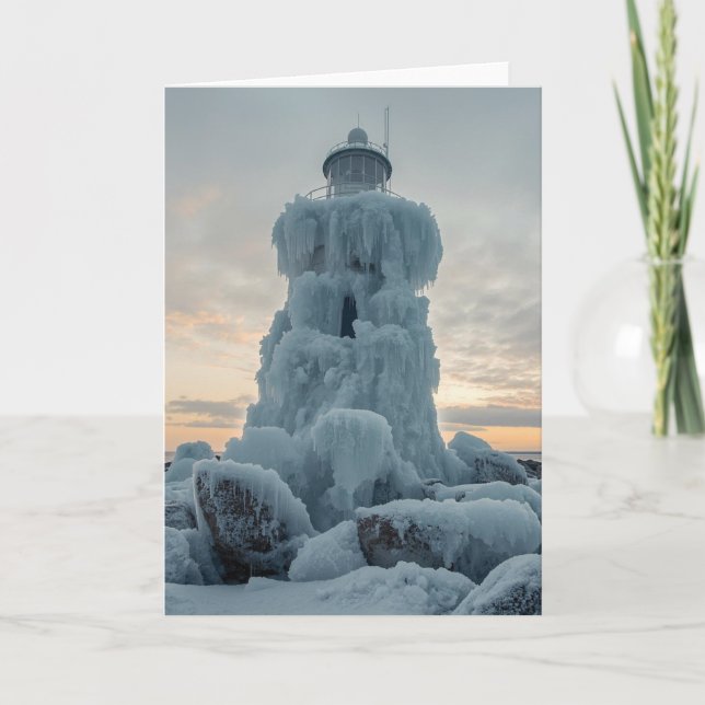 Küstenleuchtturm im Winter Karte (Vorderseite)