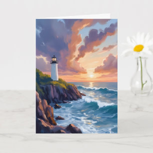 Küstenleuchtturm Sonnenuntergang   Strand Ozean Ge Karte