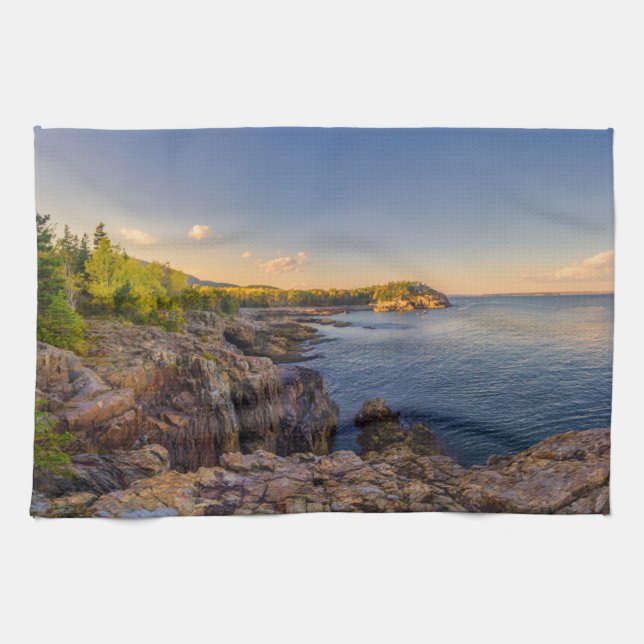 Küstenlinie | Acadia National Park, Schooner Head Geschirrtuch (Horizontal)