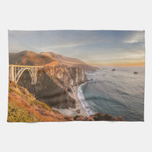 Küstenlinie   Bixby Bridge, Big Sur California Geschirrtuch