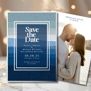 Küstenlinie Blues Abstrakt Save the Date Foto Stra Folien Feiertagskarte