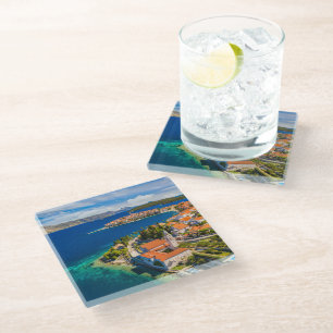 Küstenlinie   Korcula Town, Korcula Island, Kroati Glasuntersetzer