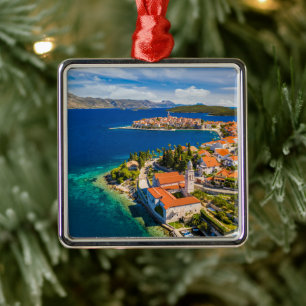 Küstenlinie Korcula Town, Korcula Island, Kroati Ornament Aus Metall