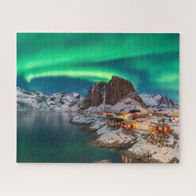 Küstenlinie | Lofoten Islands, Hamnoy, Norwegen Puzzle (Horizontal)