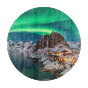 Küstenlinie   Lofoten Islands, Hamnoy, Norwegen Schneidebrett