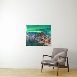 Küstenlinie   Lofoten Islands, Hamnoy, Norwegen Wandteppich