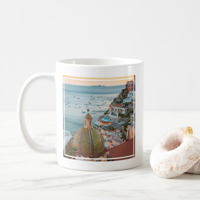 Küstenlinie | Positano, Amalfi Coast, Italien Kaffeetasse (Mit Donut)
