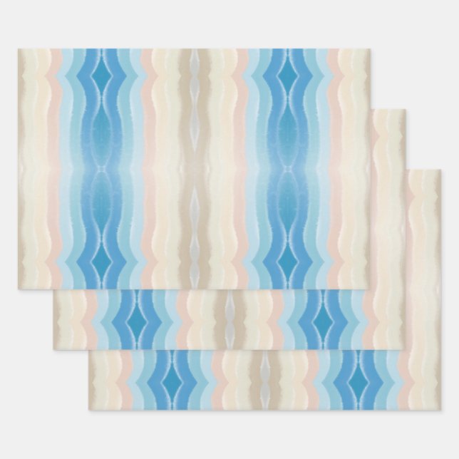Küstenlinie Salty Wavy Wiederholungsmuster Geschenkpapier Set (Set)