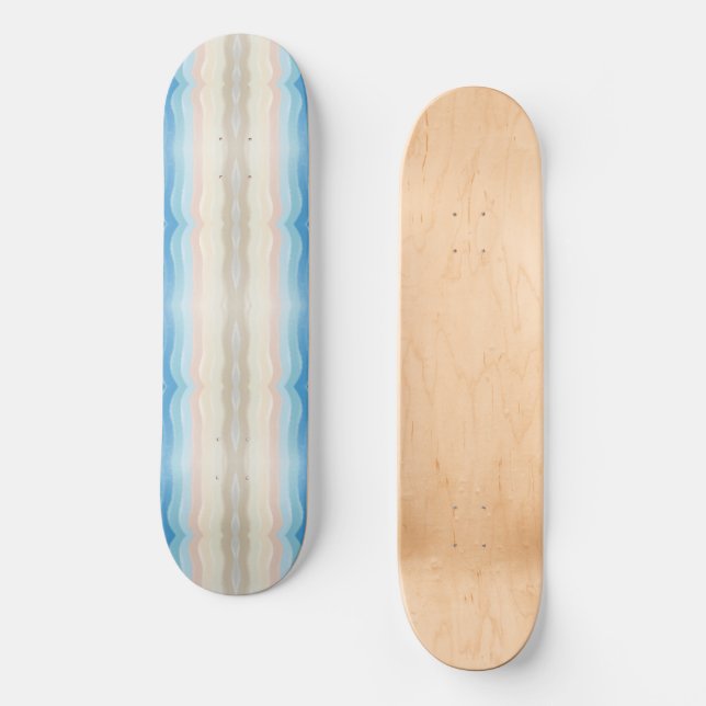 Küstenlinie Salty Wavy Wiederholungsmuster Skateboard (Vorderseite)