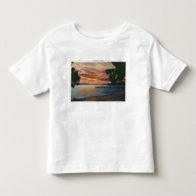Küstenlinie-Sonnenuntergang-Ansicht mit Pier Kleinkind T-shirt (Vorderseite)