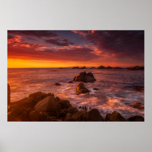 Küstenlinie   Sunset Pacific Grove Carmel Californ Poster