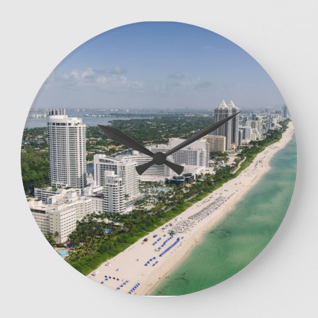 Küstenlinie | Urban Beach, Miami, Florida Große Wanduhr (Vorderseite)