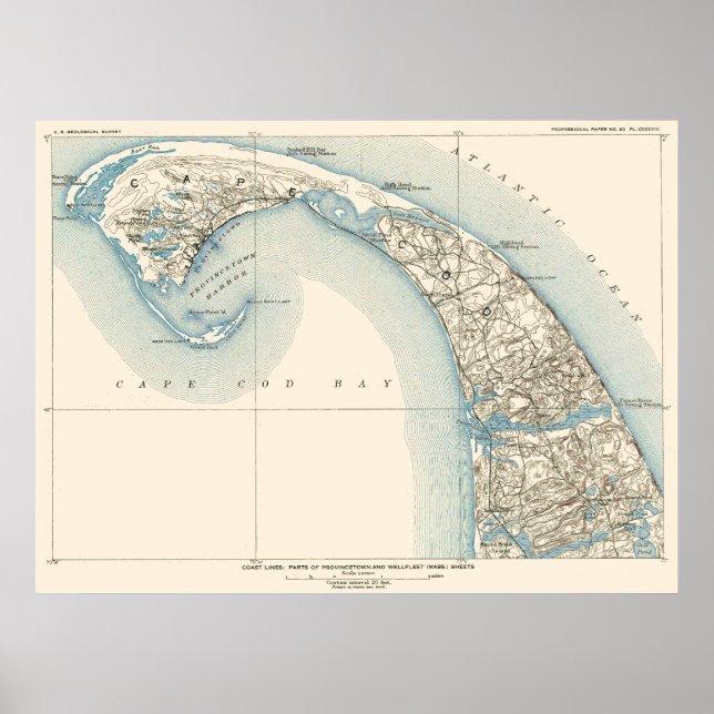 Küstenlinien Provincetown Truro und Wellfleet Poster (Vorne)