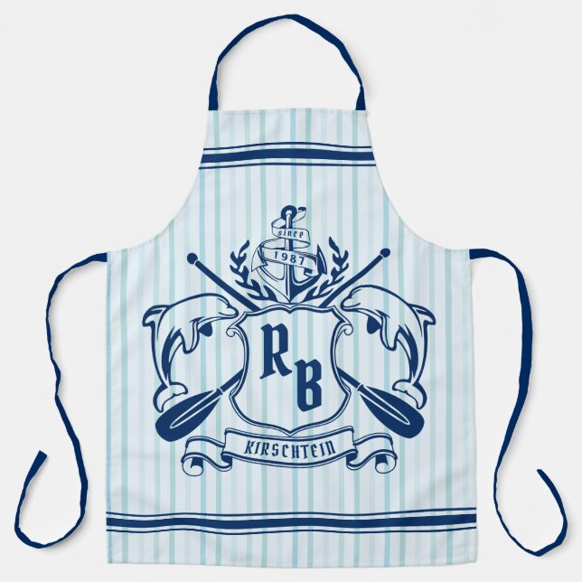 Küstenmeer-Delphine-Anker-Ohr-Schild Schürze (Vorderseite)