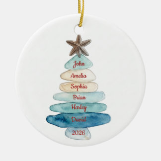 Küstenmeer-Glas-Weihnachtsbaum-Ornament mit indivi Keramik Ornament