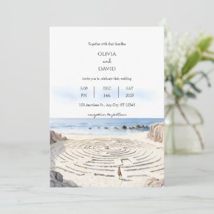 Küstenmeer Labyrinth bei Hochzeit am Meer Einladung