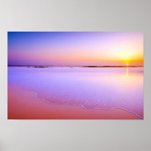 Küstenmeer Meeresnatur Blaue Wasser Sonnenuntergan Poster