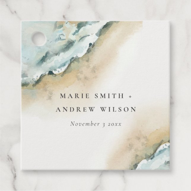 Küstenmeer-Waves Sand Beach Schönheit Hochzeit Geschenkanhänger (Vorderseite)