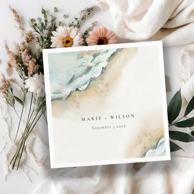 Küstenmeer-Waves Sand Beach Schönheit Hochzeit Serviette (Von Creator hochgeladen)