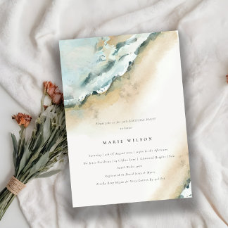 Küstenmeer weht Sandstrand jedes Alter Geburtstag Einladung