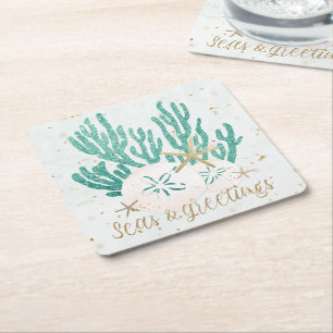 Küstenmeere und Grüße Glitzer Korallenfisch Rechteckiger Pappuntersetzer