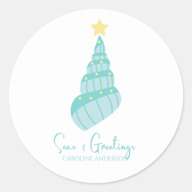 Küstenmeere und Grüße Muschel Runder Aufkleber (Vorderseite)