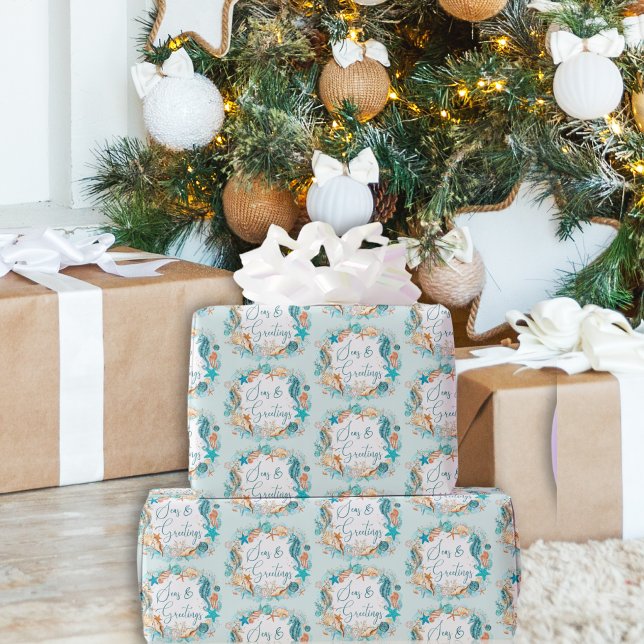 Küstenmeere und Seepferd Muscheln Geschenkpapier (Von Creator hochgeladen)