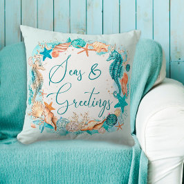 Küstenmeere und Seepferd Muscheln Kissen