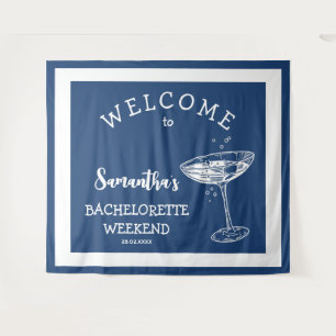 Küstenmoderne Junggesellinnenparty Blaues Cocktail Wandteppich