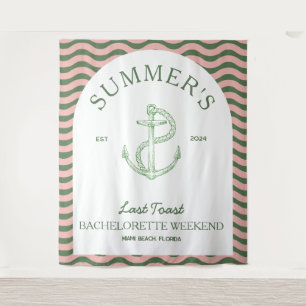 Küstenmoderne Tropische Grüne Retro-Junggesellinne Wandteppich