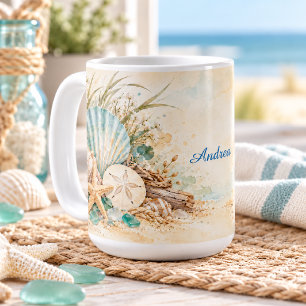 Küstenmuscheln & Meeresglas Kaffeetasse