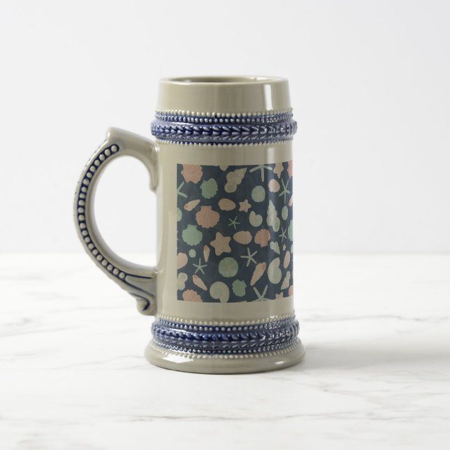 Küstenmuscheln Strand & Ozean Design Bierglas (Links)