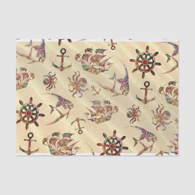 Küstenmuster auf Sand Seidenpapier (Vorderseite)