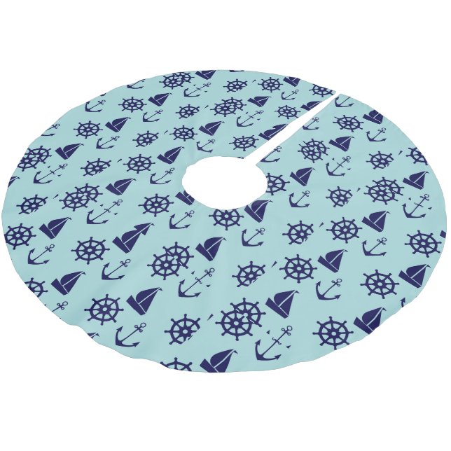 Küstenmuster Polyester Weihnachtsbaumdecke (Schrägansicht)