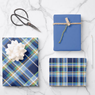 Küstennah - Marineblau, Blaugrau, Orange, Limette. Geschenkpapier Set
