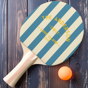 Küstennahe Deep Aqua-Streifung & Familienname Tischtennis Schläger