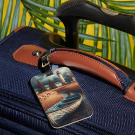 Küstennähe: Leuchtturm und Rowboat Gepäckanhänger