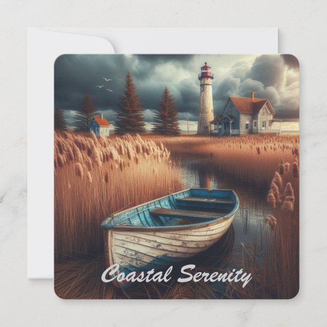 Küstennähe: Leuchtturm und Rowboat Karte (Vorderseite)