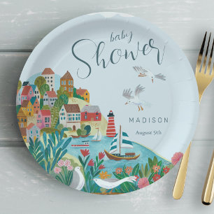 Küstennaher Jungen-Baby-Shower-Party Pappteller