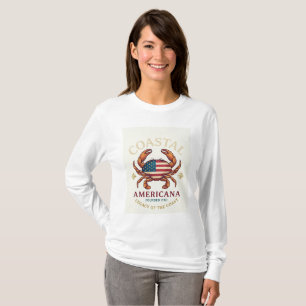 Küstennahes Americana-Krabben-Langarmshirt T-Shirt