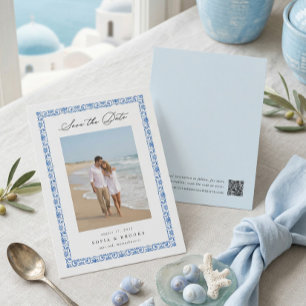 Küstennahes blaues mediterranes Foto Save The Date