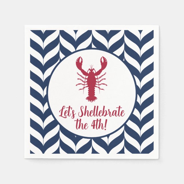 Küstennationalfeiertag 4. Juli Shellebrate Serviette (Vorderseite)